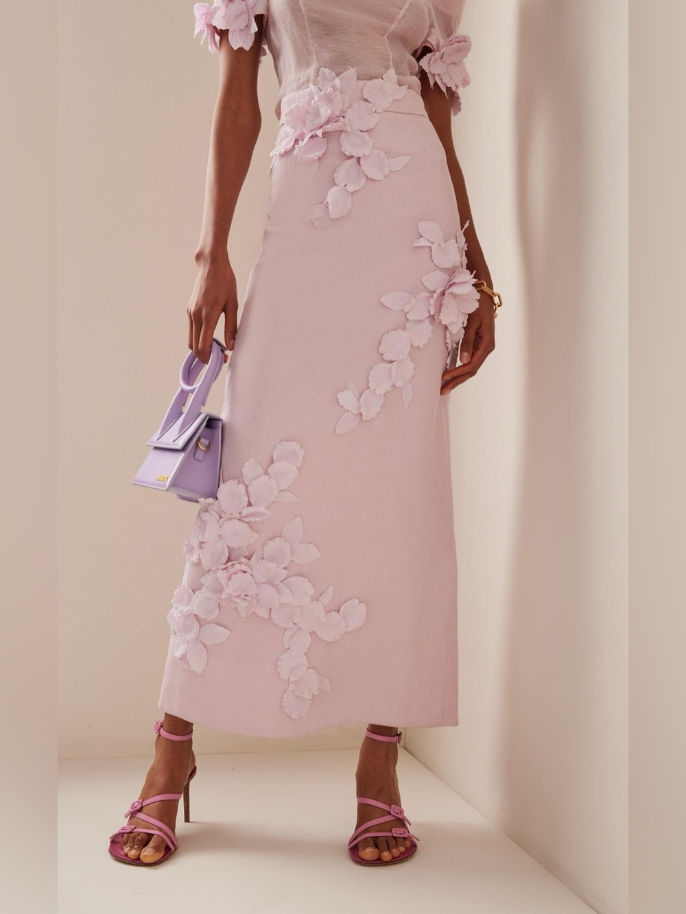 Zimmermann High Tide Flower Skirt Linen Pink Size 0